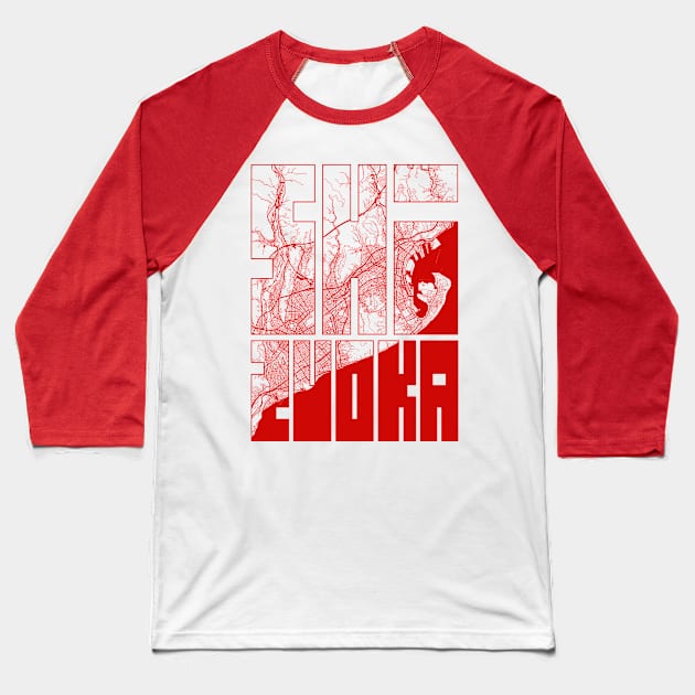 Shizuoka, Japan City Map Typography - Oriental Baseball T-Shirt by deMAP Studio